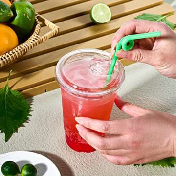 Lilymicky 20 oz Clear Plastic Cups with Sip Lids Pack