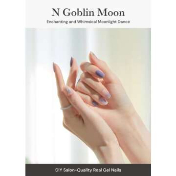 ohora Semi Cured Gel Nail Strips (N Goblin Moon) - Purple, Patterned, Works with UV/LED Lamps, Salon...