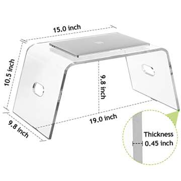 Egchi Acrylic Bed Tray for Eating and Laptops, Dinner Breakfast Tray with Handles, Clear Monitor Stand for Home Office, Lightweight Portable Lap Desk for Eating, Mobile Drawing Table for Bed & Couch
