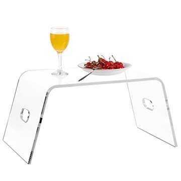 Egchi Acrylic Bed Tray for Eating and Laptops, Dinner Breakfast Tray with Handles, Clear Monitor Stand for Home Office, Lightweight Portable Lap Desk for Eating, Mobile Drawing Table for Bed & Couch