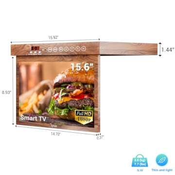 SYLVOX Kitchen TV,15.6 inch Under Cabinet TV, Televison for Kitchen, Smart TV Built-in APP Store, Su...
