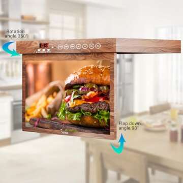 SYLVOX Kitchen TV,15.6 inch Under Cabinet TV, Televison for Kitchen, Smart TV Built-in APP Store, Support WiFi Bluetooth, 1080P Small TV for RV Camper, Bedroom, Boat