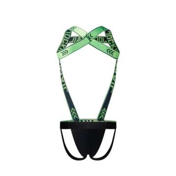 Mens Harness Sport Shoulder Strap with Mens Jock Strap Fitness One-piecs Mens Harness with Jockstrap Bodysuit (green, M)