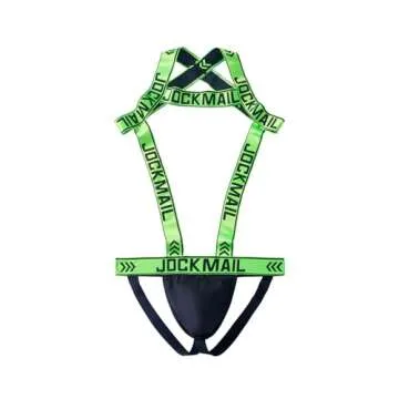 Mens Harness Sport Shoulder Strap with Mens Jock Strap Fitness One-piecs Mens Harness with Jockstrap Bodysuit (green, M)