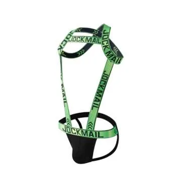 Mens Harness Sport Shoulder Strap with Mens Jock Strap Fitness One-piecs Mens Harness with Jockstrap Bodysuit (green, M)