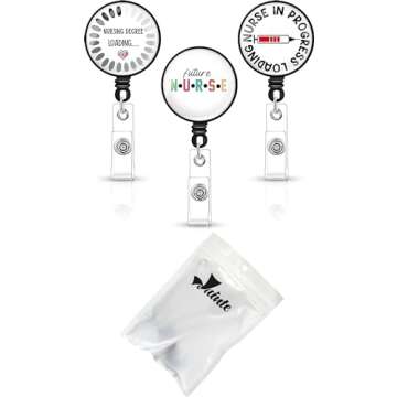 Juinte 3 Pcs Nursing Student Badge Reel Nurse in Progress Loading Retractable Badge with Swivel Clip for Student Essentials
