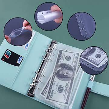 Antner A6 Budget Binder with Zipper Cash Envelopes for Money Organizer & Budgeting, PU Budget Planne...