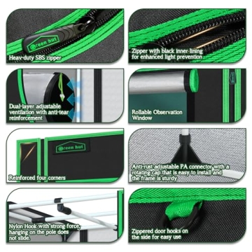 Green Hut Grow Tent 32"x32"x63" Ideal for Indoor Growing