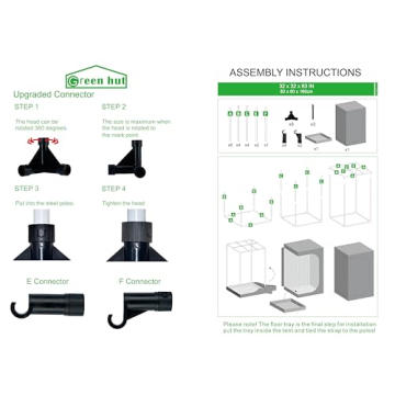 Green Hut Grow Tent 32"x32"x63" Ideal for Indoor Growing