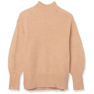 The Drop Women's Ines Chunky Rib Mock-Neck Sweater, Praline, XXL, Plus Size