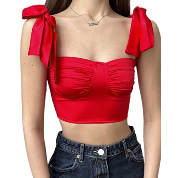 Chic LYANER Women's Tie Shoulder Cami Crop Top