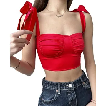 Chic LYANER Women's Tie Shoulder Cami Crop Top
