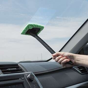 Stalwart Windshield Cleaner with Pivoting Head and Washable Cloth