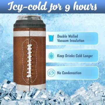 winorax Football Tumbler 4-in-1 Can Cooler Football Stainless Steel Insulated Tumblers Coffee Travel...