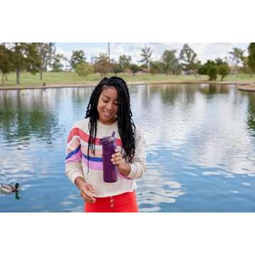 Stanley IceFlow Flip Straw 2.0 Water Bottle 36 oz | Built-In Straw for Travel and Sports | Lightweight and Leak Resistant | Insulated Stainless Steel | BPA-Free | Plum