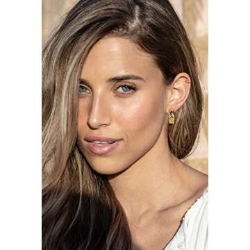 LOYATA Open C Hoop Earrings Gold Huggie Hoop 14K Gold Plated Dainty Small Simple Hypoallergenic Geometric Jewelry Gift for Women