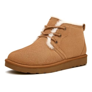 BlackTwig Women Fur Lined Ankle Boots - Cozy Winter Lace Up Booties