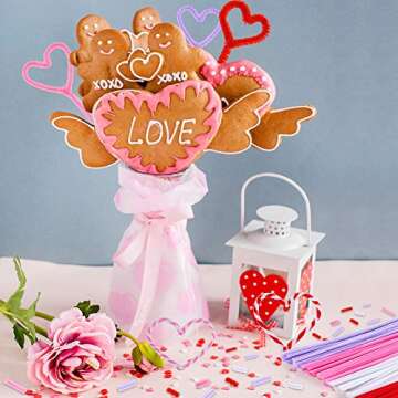 Caydo 660 Valentine Day Pipe Cleaners Sets, Including 160PCS Pipe Cleaners, 300PCS 4 Size Pom Poms and 200PCS 4 Size Wiggle Eyes for Valentine's DIY, Creative Crafts Decoration