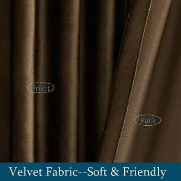 PRIMROSE Brown Velvet Curtains 72 inch Long for Living Room,Set of 2 Panels Blackout Rod Pocket Back Tab Window Treatment Room Darkening Heavy Decorative Curtains Drapes for Bedroom