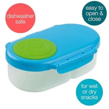 b.box Snackbox | Mini Bento Lunch Box with 2 Leakproof Compartments | Ideal for Toddlers, Kids Lunch & Snacks | Fits Whole Piece of Fruit | BPA Free - Ocean Breeze