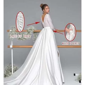 SHLFETWLUA Elegant Sequin Satin Prom Dress with Pockets