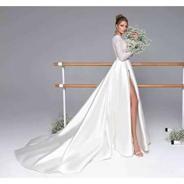 SHLFETWLUA Sequin Long Sleeve Prom Dresses 2024 Satin V Neck Slit Formal Evening Gowns for Women with Pockets Wedding Dresses Black