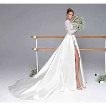 SHLFETWLUA Elegant Sequin Satin Prom Dress with Pockets