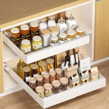 Delamu Pull Out Cabinet Organizer, Expandable (11.8"-19.7") Pull Out Drawers for Cabinets, Slide Out Drawers for Kitchen Cabinets, Bathroom Cabinet Organizer, Pantry, Under Sink Storage, 1PCS