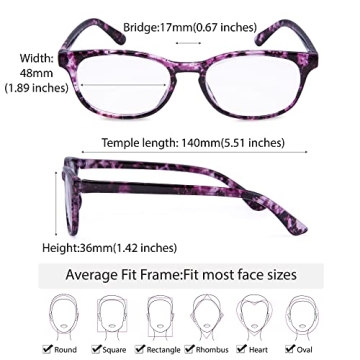 EYEGUARD 4 Pack Fashionable Reading Glasses Women