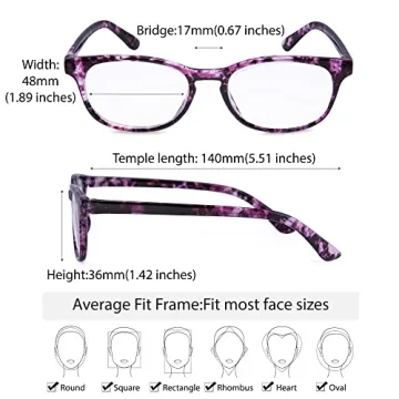 EYEGUARD 4 Pack Fashionable Reading Glasses Women