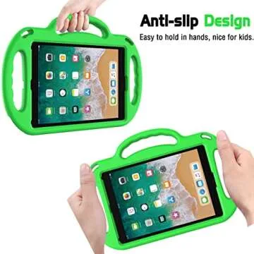 AVAWO Kids Case for iPad 6th Generation 9.7 inch 2018 Case, iPad Air 2 Kids Case - with Shoulder Strap, Shockproof Handle Stand Kids Protective Case for iPad 9.7 inch 5 & 6th Gen & iPad Air - Green
