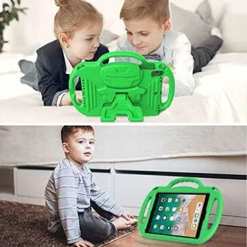AVAWO Kids Case for iPad 6th Generation 9.7 inch 2018 Case, iPad Air 2 Kids Case - with Shoulder Strap, Shockproof Handle Stand Kids Protective Case for iPad 9.7 inch 5 & 6th Gen & iPad Air - Green