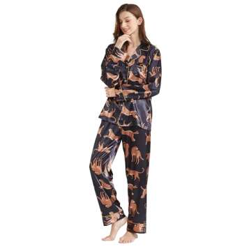 Belle Heure Women’s Silk Satin Classic Pajamas Set