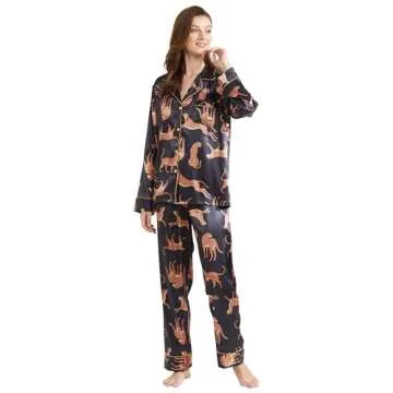Belle Heure Women’s Silk Satin Classic Pajamas Set
