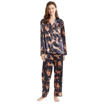 Belle Heure Women’s Silk Satin Classic Pajamas Set