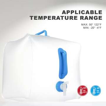 FEIWOOD GEAR BPA Free Collapsible Water Container (with Spigot), Water Jug for Camping, 5 Gallon Portable Water Storage Containers for Outdoor Sports,Hiking,Travel,Emergency Backup (1 Pack)