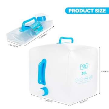 FEIWOOD GEAR BPA Free Collapsible Water Container (with Spigot), Water Jug for Camping, 5 Gallon Portable Water Storage Containers for Outdoor Sports,Hiking,Travel,Emergency Backup (1 Pack)