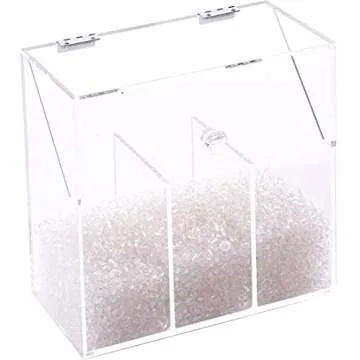 FOOCORDDY Covered Makeup Brush Holder with Dustproof Lid and Pearls Beads, Large Capacity Acrylic Clear Cosmetic Brush Storage Organizer for Vanity