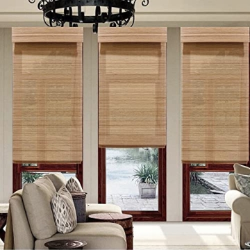 LANTIME Bamboo Roman Shades Light Filtering Easy Installation