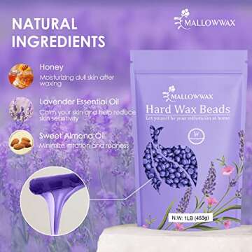 Mallowwax Hard Wax Beads, Wax Beans for Hair Removal, Natural Lavender, Stripless, Coarse Body Hair ...