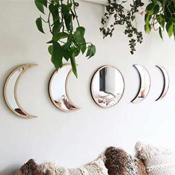Scandinavian Moon Phase Mirror Set for Home Decor