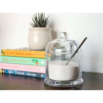 Thick Glass Salt Cellar with Spoon for Kitchen Use