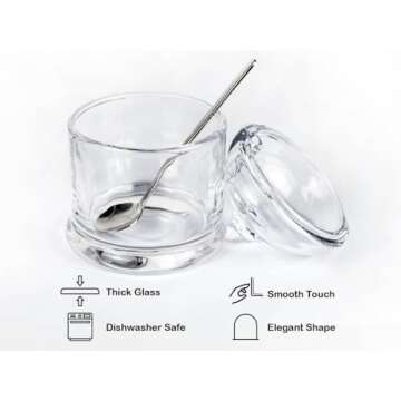 Thick Glass Salt Cellar with Spoon for Kitchen Use
