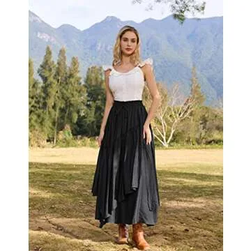 Women Long Renaissance Layered Skirt with Pockets