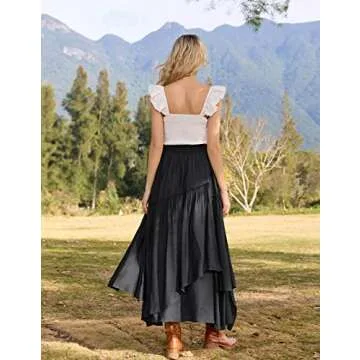 Women Long Renaissance Layered Skirt with Pockets