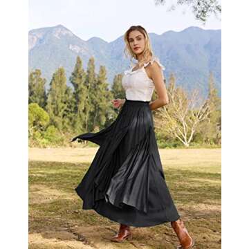 Women Long Renaissance Victorian Layered Asymmetric Skirt with Pockets Black M