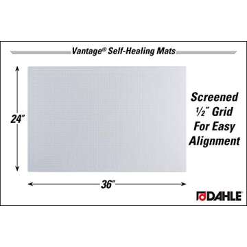 Dahle Vantage 10683 See-Through Premium Self-Healing Cutting Mat, 24"x36", 1/2" Grid, 5 Layers for Max Healing, Perfect for Crafts & Sewing, Clear