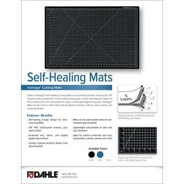 Dahle Vantage 10683 See-Through Premium Self-Healing Cutting Mat, 24"x36", 1/2" Grid, 5 Layers for Max Healing, Perfect for Crafts & Sewing, Clear