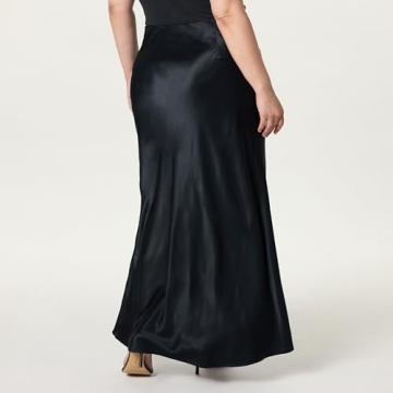 Chic Women’s Alya Silky Slip Maxi Skirt in Navy and Burgundy