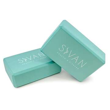 Sivan Health and Fitness Yoga Set 6-Piece- Includes 1/2" Ultra Thick NBR Exercise Mat, 2 Yoga Blocks, 1 Yoga Mat Towel, 1 Yoga Hand Towel and a Yoga Strap (Teal)